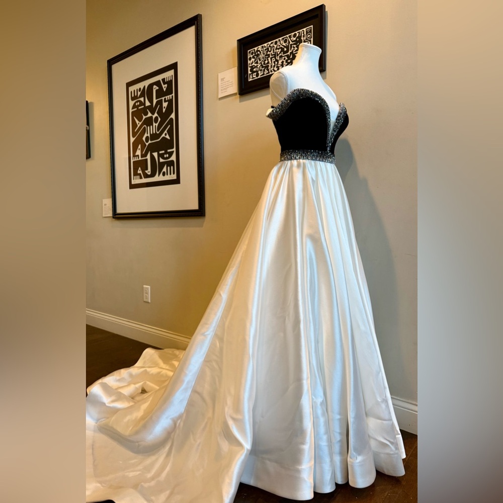 Jovani Black and White Off Shoulder Couture BallGown- Size 4/6
